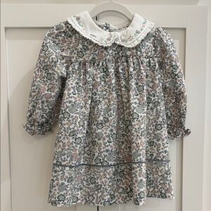Sophie & Lucas Floral Long Sleeve Dress with Embroidered Collar and Bloomers 18M